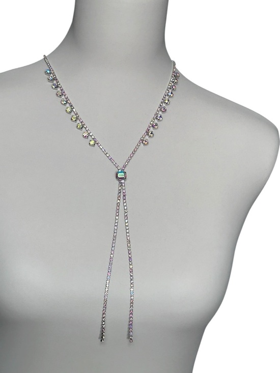paparazzi Jewelry - paparazzi Silver-Toned Lariat Necklace AB iridescent rhinestones
